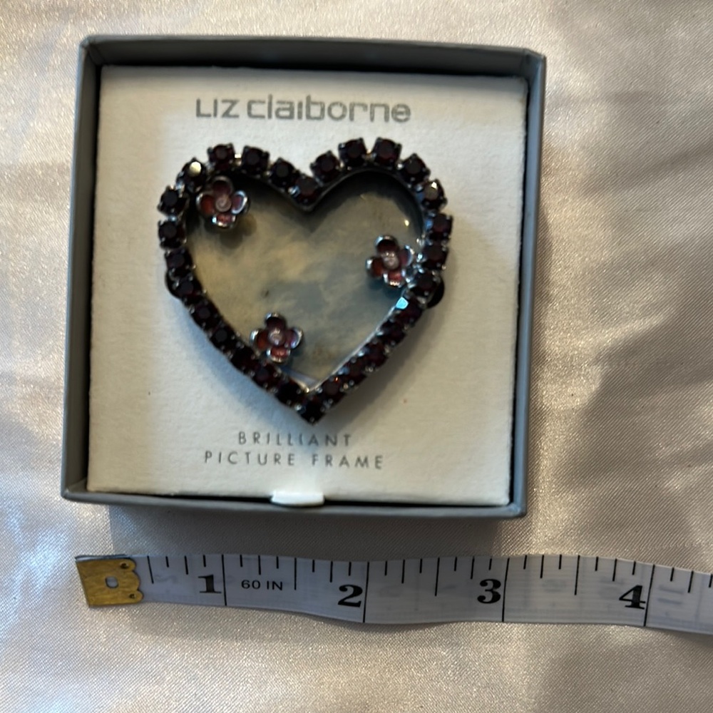 Liz Claiborne Heart Frame with Purple Floral Accents